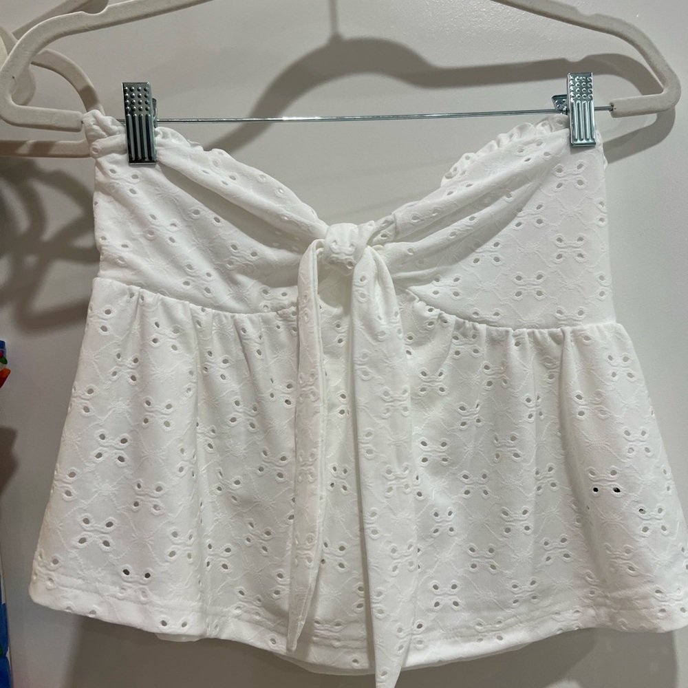 SHEIN White Eyelet Off-Shoulder Blouse